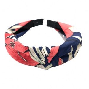Blue Tropical Print Wide Knot Wrapped Headband